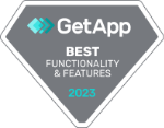 Capterra badge for features and functionality in 2023