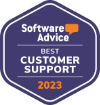 Capterra badge for cusotmer support in 2023